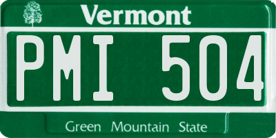 VT license plate PMI504