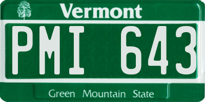VT license plate PMI643