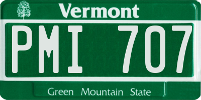 VT license plate PMI707