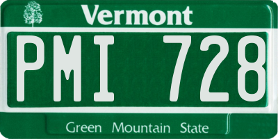 VT license plate PMI728