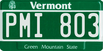 VT license plate PMI803