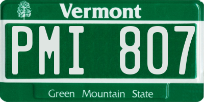 VT license plate PMI807