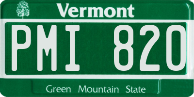 VT license plate PMI820