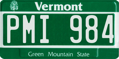 VT license plate PMI984