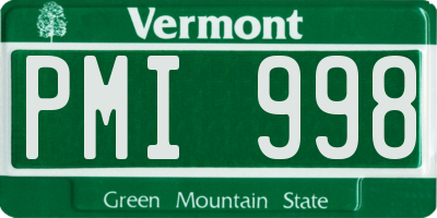 VT license plate PMI998