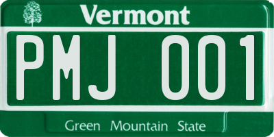 VT license plate PMJ001