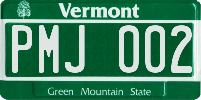 VT license plate PMJ002