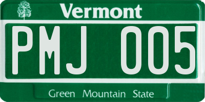 VT license plate PMJ005