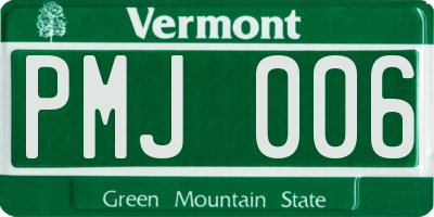 VT license plate PMJ006