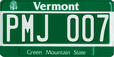 VT license plate PMJ007