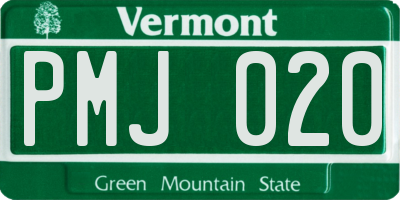 VT license plate PMJ020