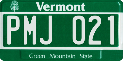 VT license plate PMJ021