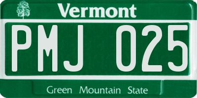 VT license plate PMJ025