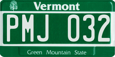 VT license plate PMJ032