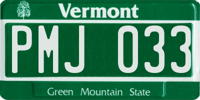 VT license plate PMJ033