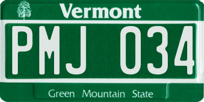 VT license plate PMJ034