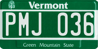VT license plate PMJ036
