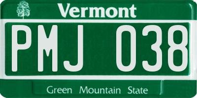VT license plate PMJ038