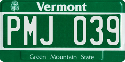 VT license plate PMJ039