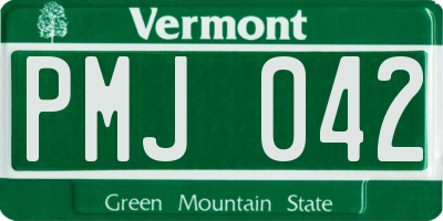VT license plate PMJ042