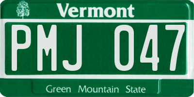VT license plate PMJ047
