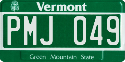 VT license plate PMJ049