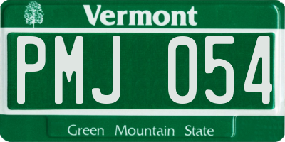 VT license plate PMJ054