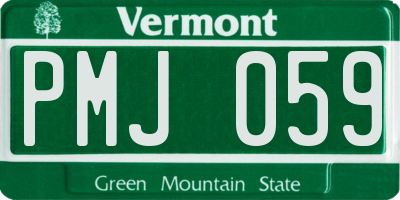 VT license plate PMJ059