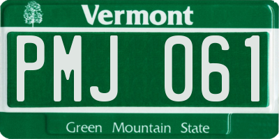 VT license plate PMJ061