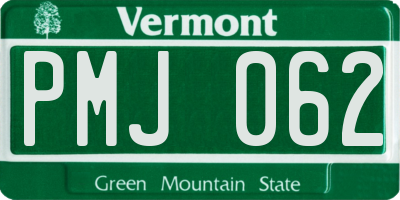 VT license plate PMJ062