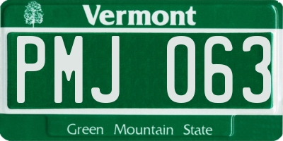 VT license plate PMJ063
