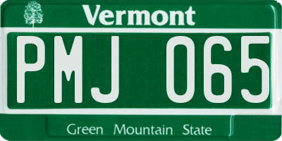 VT license plate PMJ065