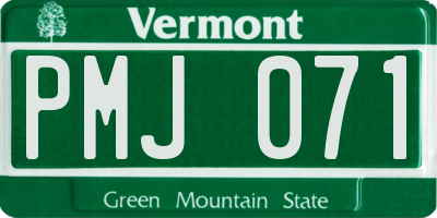 VT license plate PMJ071
