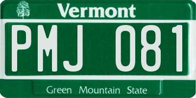 VT license plate PMJ081