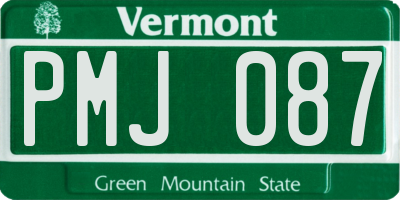 VT license plate PMJ087