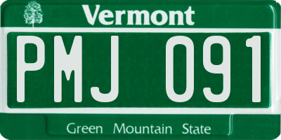 VT license plate PMJ091