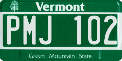 VT license plate PMJ102