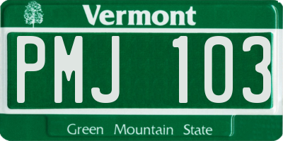 VT license plate PMJ103