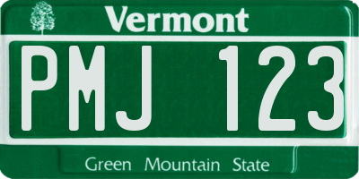 VT license plate PMJ123