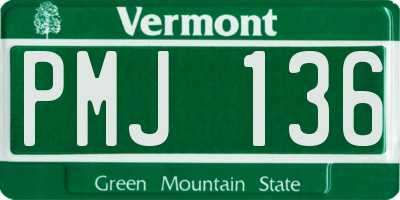 VT license plate PMJ136