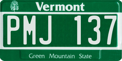 VT license plate PMJ137