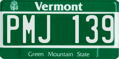 VT license plate PMJ139