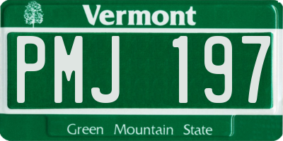 VT license plate PMJ197