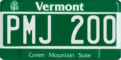 VT license plate PMJ200