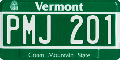 VT license plate PMJ201