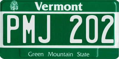 VT license plate PMJ202