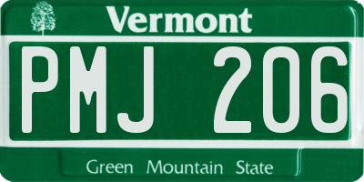 VT license plate PMJ206