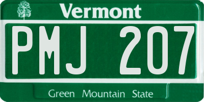 VT license plate PMJ207
