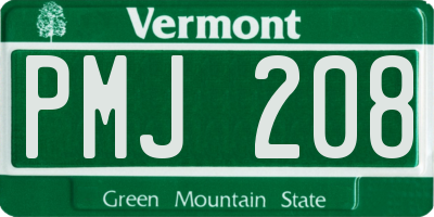 VT license plate PMJ208