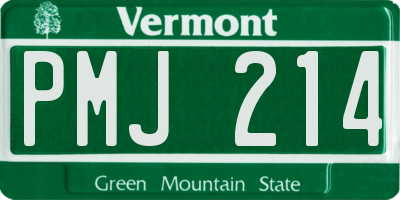 VT license plate PMJ214